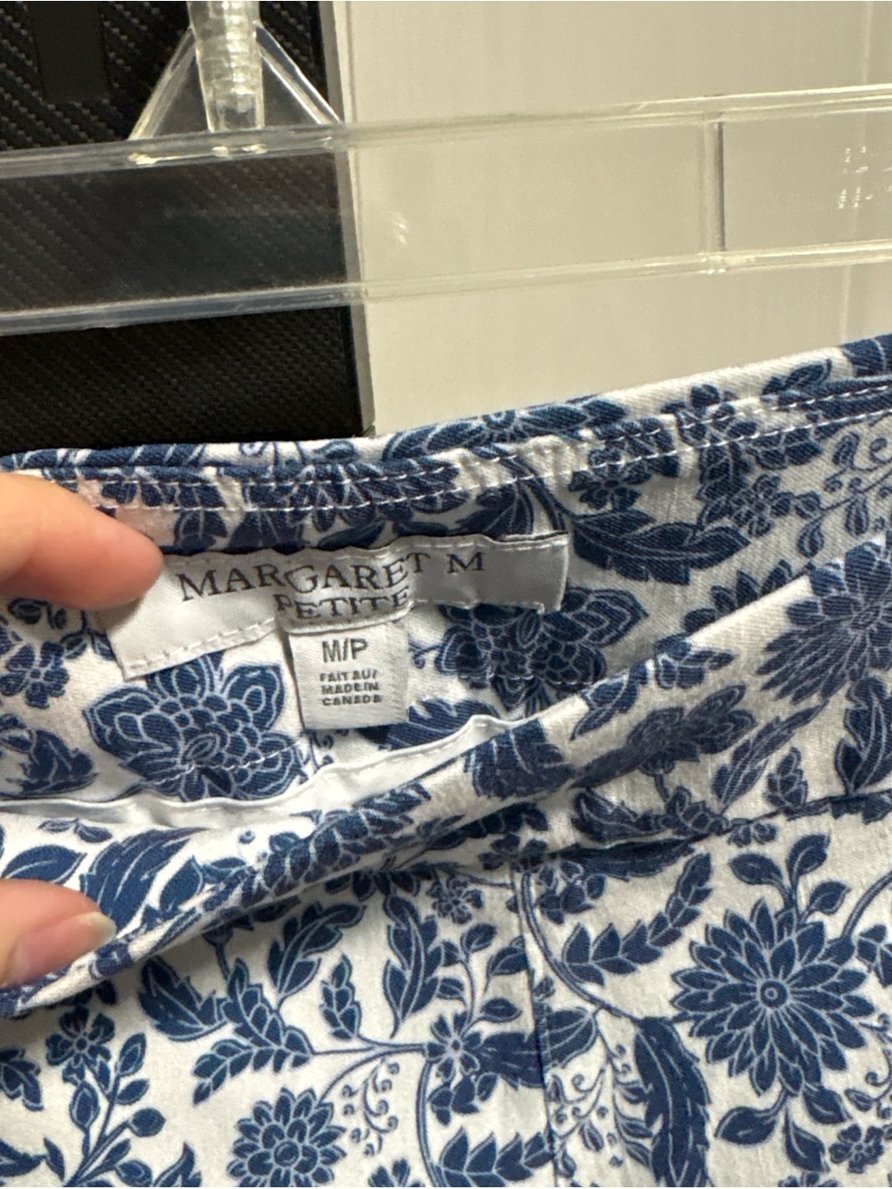Margaret M White Shorts with Blue Floral Print - Picture 2 of 3